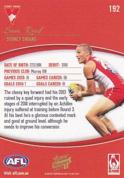 2014 Select AFL Honours Series 1 #192 Sam Reid Back